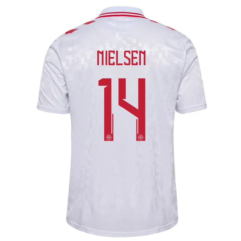 Danxen Kid Denmark Julius Nielsen #14 White Away Jersey 24-26 T-Shirt