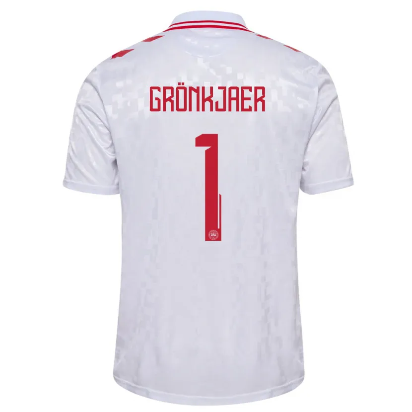 Danxen Kid Denmark Bertil Grönkjaer #1 White Away Jersey 24-26 T-Shirt