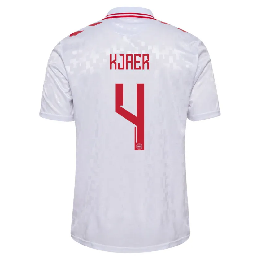 Danxen Kid Denmark Simon Kjaer #4 White Away Jersey 24-26 T-Shirt