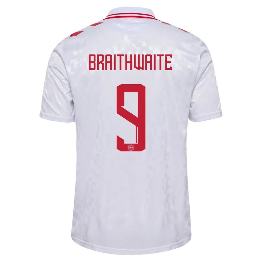 Danxen Kid Denmark Martin Braithwaite #9 White Away Jersey 24-26 T-Shirt