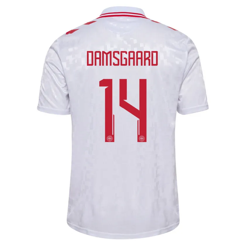 Danxen Kid Denmark Mikkel Damsgaard #14 White Away Jersey 24-26 T-Shirt