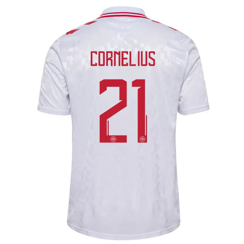 Danxen Kid Denmark Andreas Cornelius #21 White Away Jersey 24-26 T-Shirt