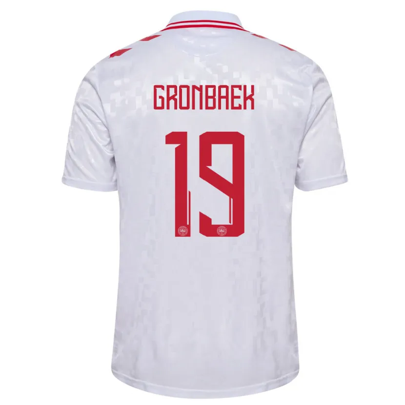 Danxen Kid Denmark Albert Gronbaek #19 White Away Jersey 24-26 T-Shirt