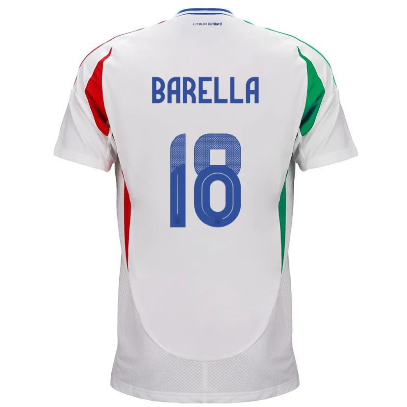 Danxen Kid Italy Nicolò Barella #18 White Away Jersey 24-26 T-Shirt