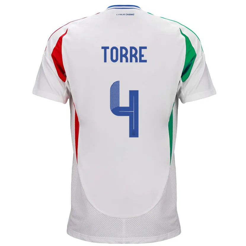 Danxen Kid Italy Pietro La Torre #4 White Away Jersey 24-26 T-Shirt