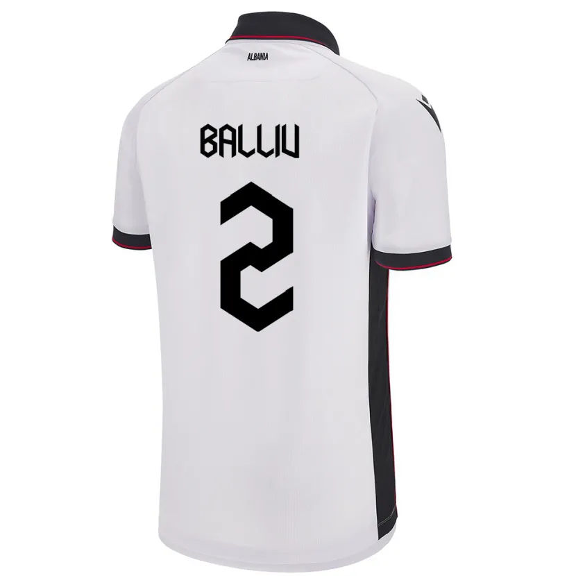 Danxen Kid Albania Iván Balliu #2 White Away Jersey 24-26 T-Shirt