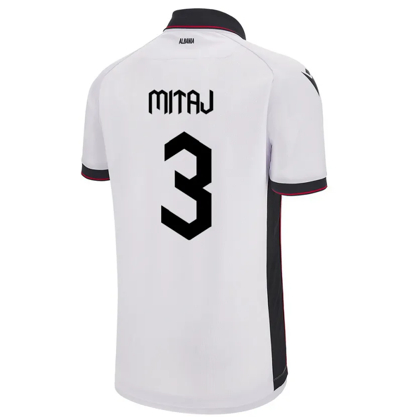 Danxen Kid Albania Mario Mitaj #3 White Away Jersey 24-26 T-Shirt