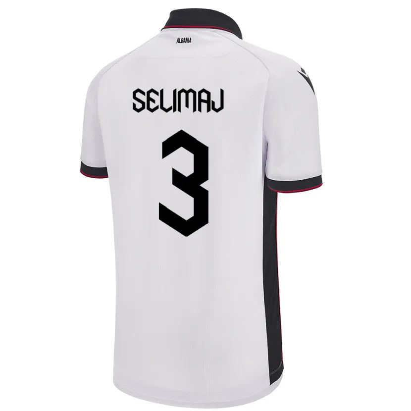 Danxen Kid Albania Ermis Selimaj #3 White Away Jersey 24-26 T-Shirt