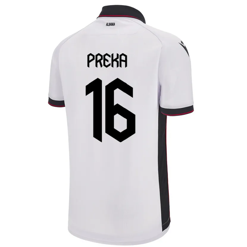 Danxen Kid Albania Marcelino Preka #16 White Away Jersey 24-26 T-Shirt