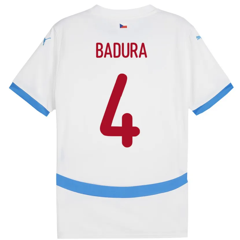 Danxen Kid Czech Republic Vitezslav Badura #4 White Away Jersey 24-26 T-Shirt