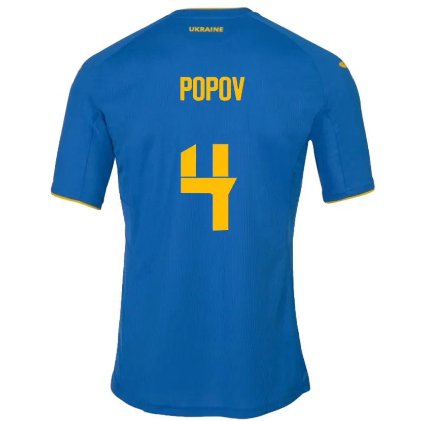 Danxen Kid Ukraine Denys Popov #4 Blue Away Jersey 24-26 T-Shirt