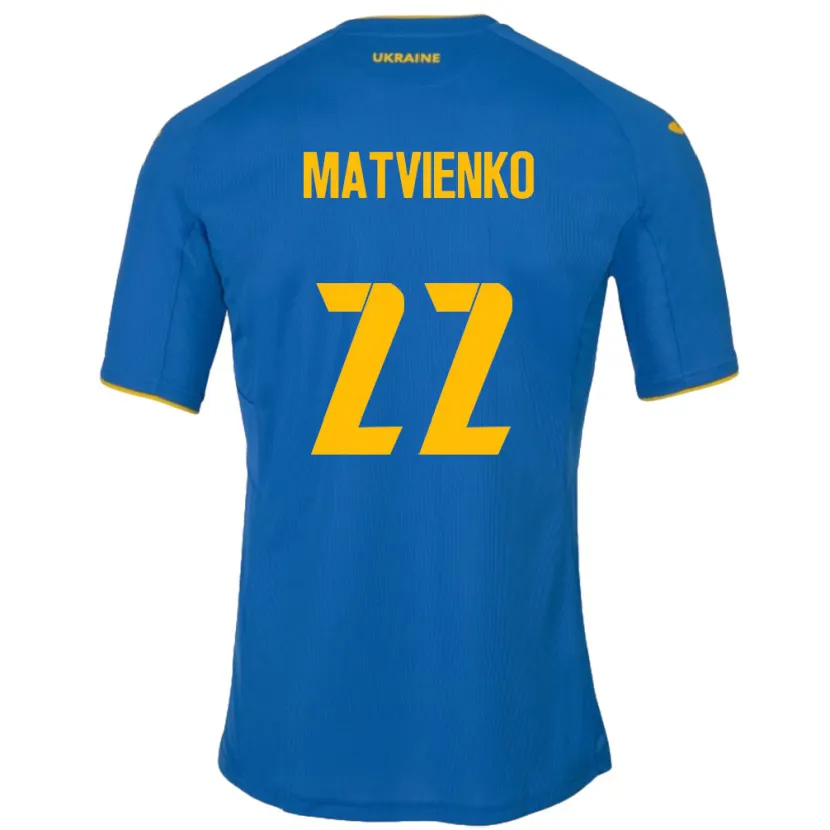 Danxen Kid Ukraine Mykola Matvienko #22 Blue Away Jersey 24-26 T-Shirt