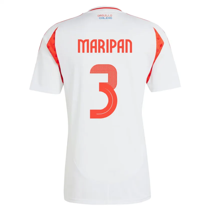 Danxen Kid Chile Guillermo Maripán #3 White Away Jersey 24-26 T-Shirt