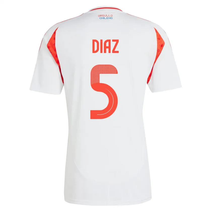 Danxen Kid Chile Paulo Díaz #5 White Away Jersey 24-26 T-Shirt