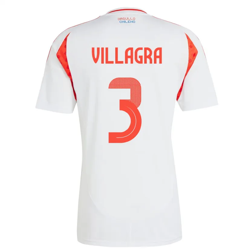 Danxen Kid Chile Jonathan Villagra #3 White Away Jersey 24-26 T-Shirt