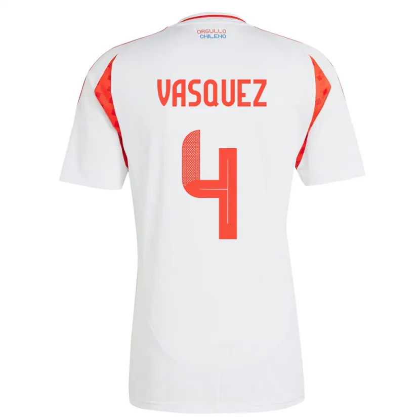 Danxen Kid Chile Matías Vásquez #4 White Away Jersey 24-26 T-Shirt