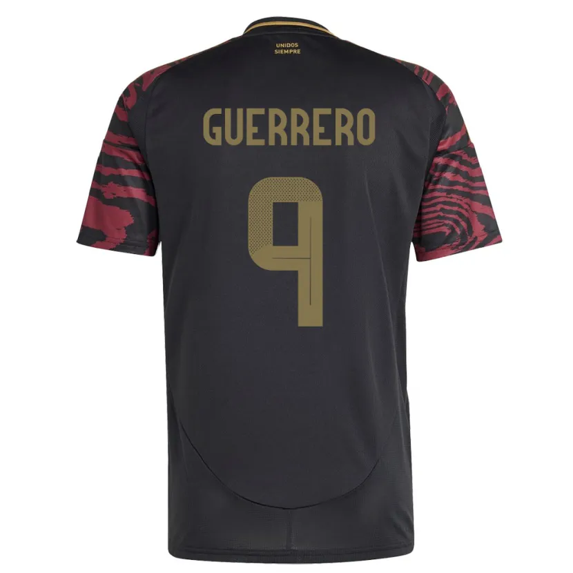 Danxen Kid Peru Paolo Guerrero #9 Black Away Jersey 24-26 T-Shirt