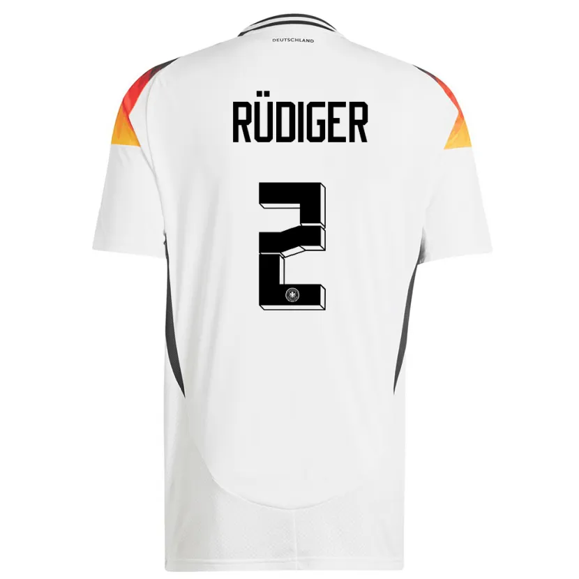 Danxen Men Germany Antonio Rudiger #2 White Home Jersey 24-26 T-Shirt