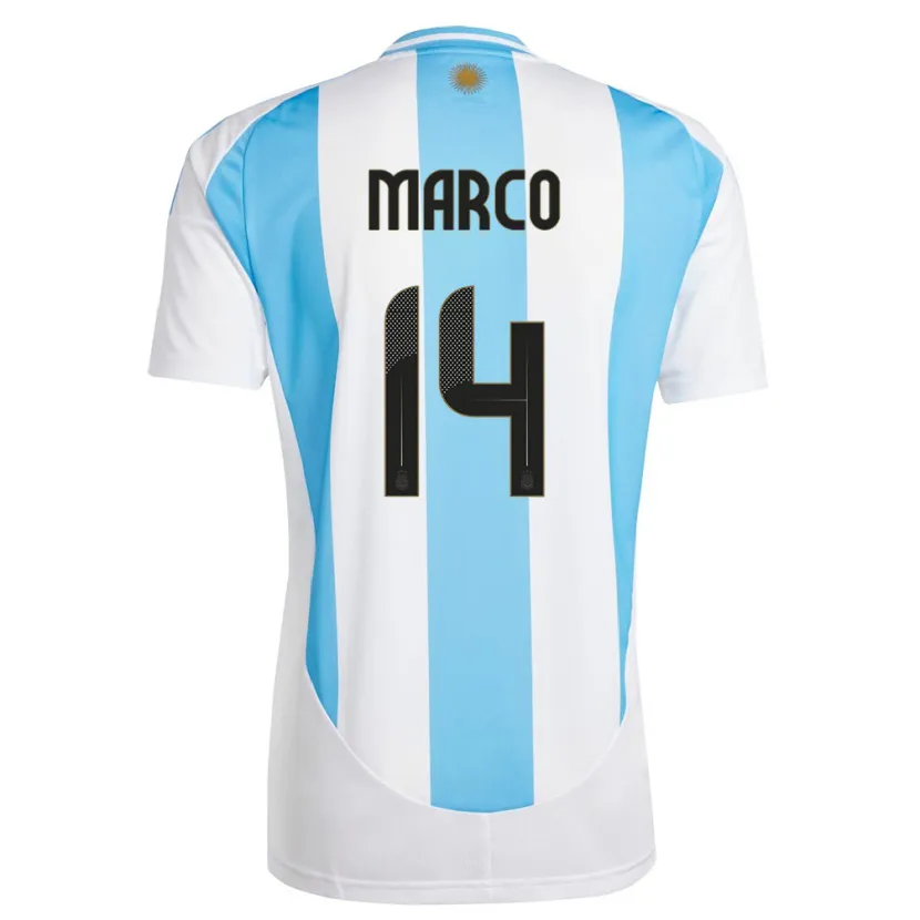 Danxen Men Argentina Francisco Marco #14 White Blue Home Jersey 24-26 T-Shirt