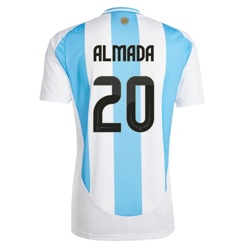 Danxen Men Argentina Thiago Almada #20 White Blue Home Jersey 24-26 T-Shirt