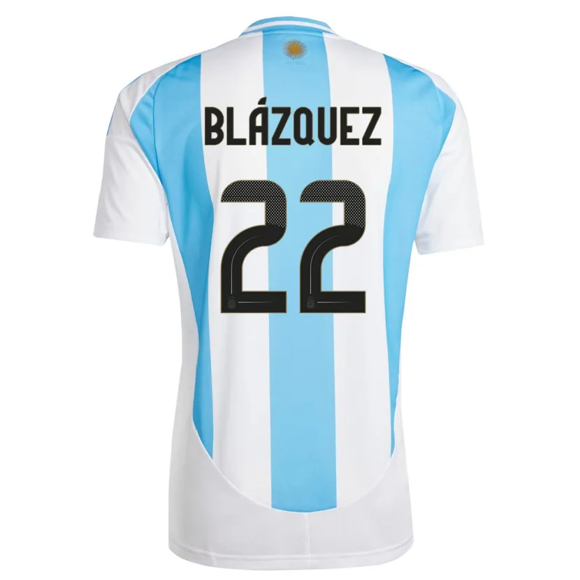 Danxen Men Argentina Joaquin Blazquez #22 White Blue Home Jersey 24-26 T-Shirt