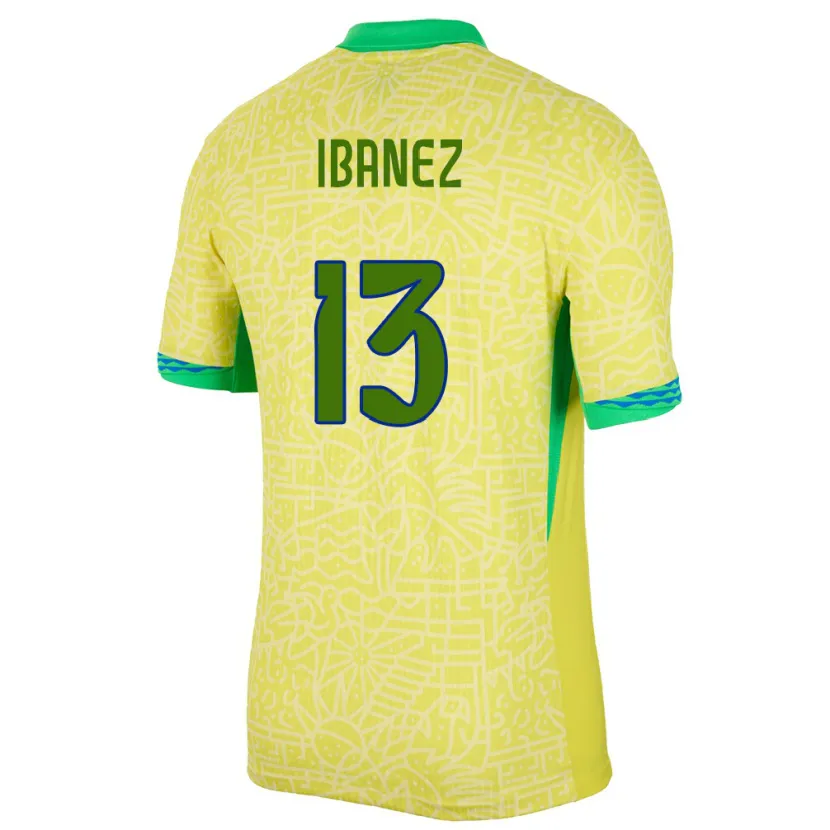 Danxen Men Brazil Roger Ibanez #13 Yellow Home Jersey 24-26 T-Shirt