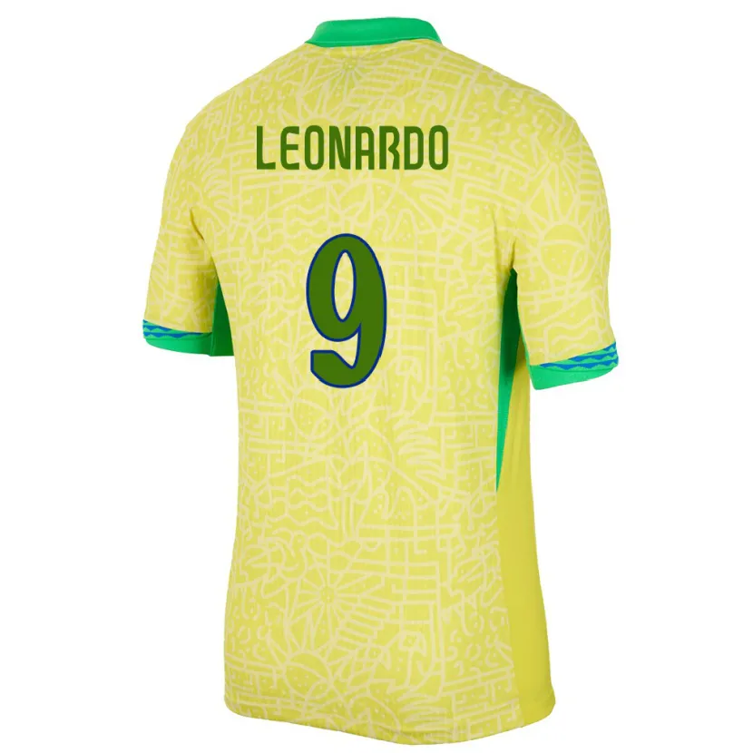 Danxen Men Brazil Marcos Leonardo #9 Yellow Home Jersey 24-26 T-Shirt