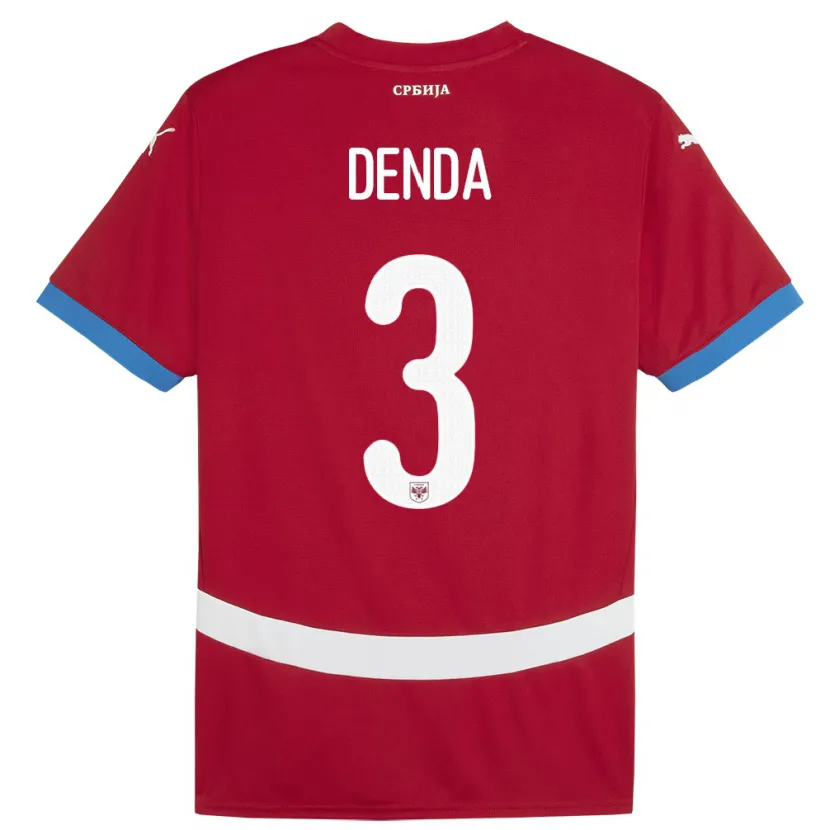 Danxen Men Serbia Milica Denda #3 Red Home Jersey 24-26 T-Shirt