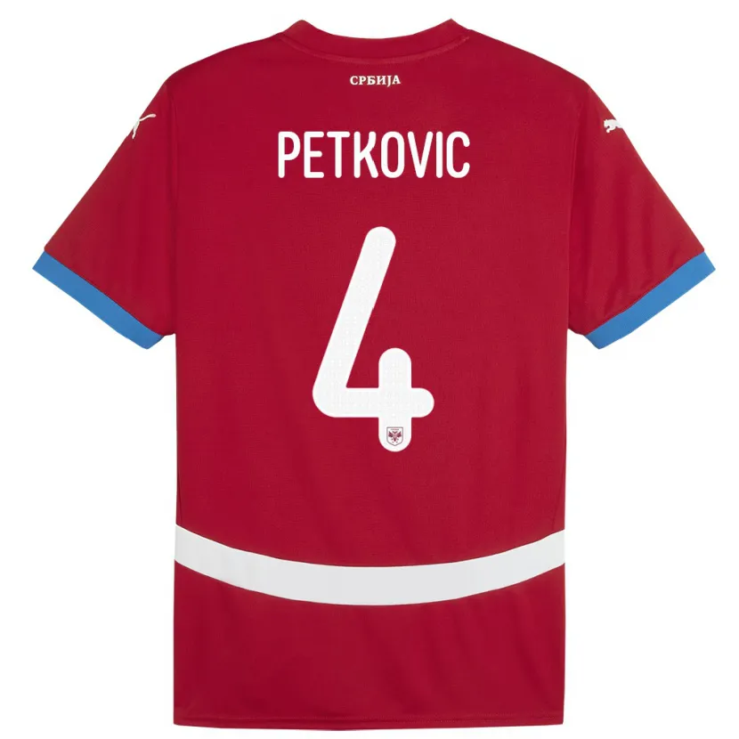 Danxen Men Serbia Nikola Petkovic #4 Red Home Jersey 24-26 T-Shirt