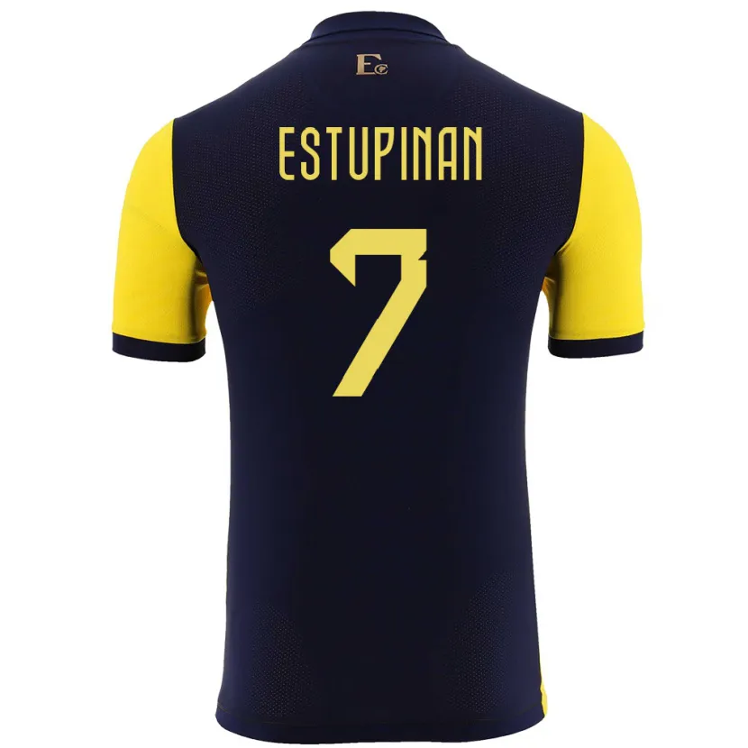 Danxen Men Ecuador Pervis Estupinan #7 Yellow Home Jersey 24-26 T-Shirt