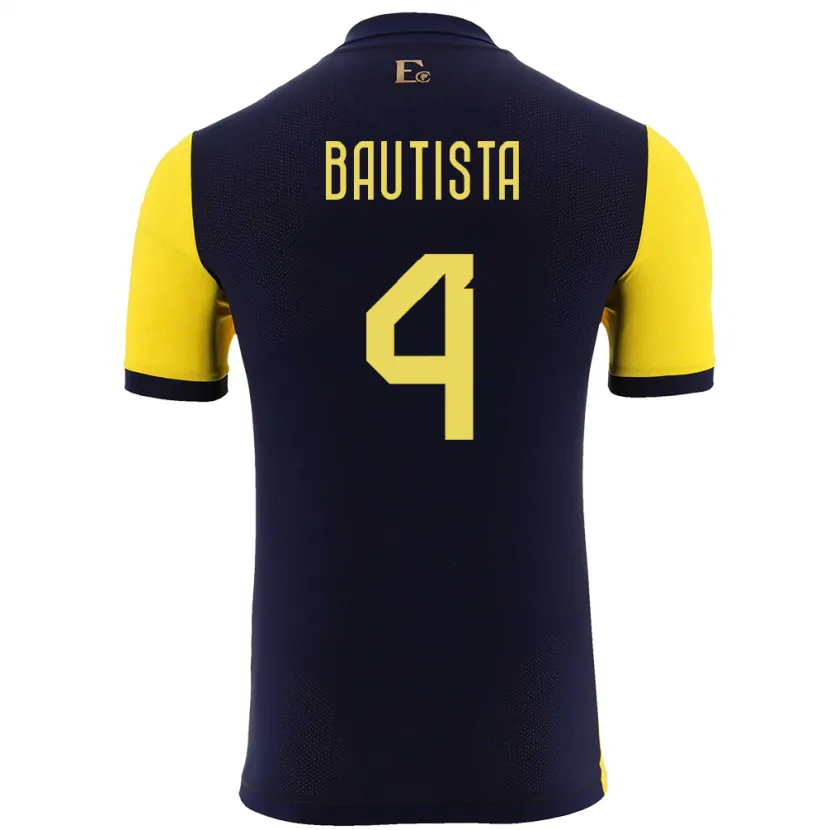 Danxen Men Ecuador Davis Bautista #4 Yellow Home Jersey 24-26 T-Shirt