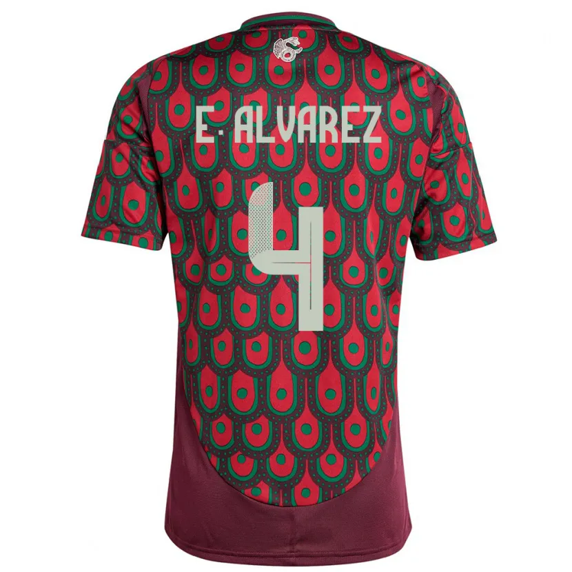 Danxen Men Mexico Edson Alvarez #4 Maroon Home Jersey 24-26 T-Shirt