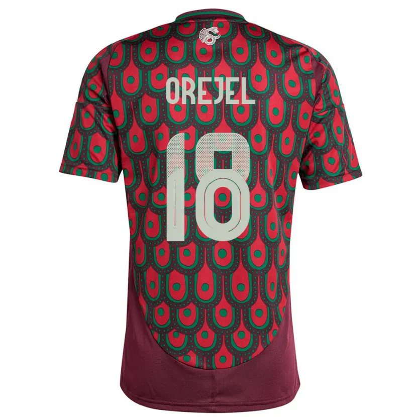 Danxen Men Mexico Jocelyn Orejel #18 Maroon Home Jersey 24-26 T-Shirt