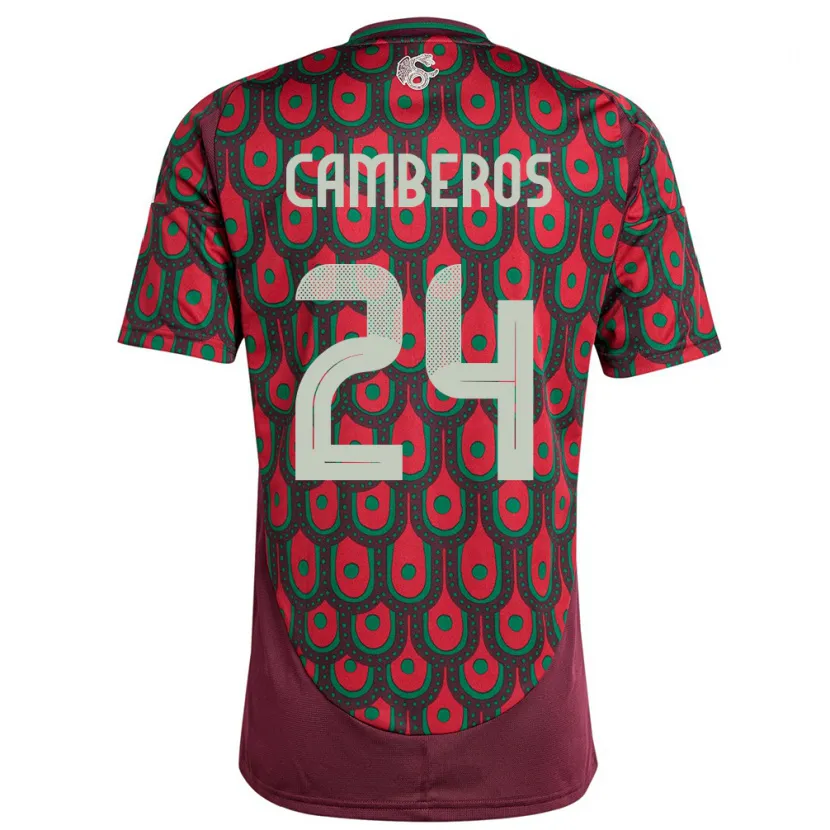 Danxen Men Mexico Scarlett Camberos #24 Maroon Home Jersey 24-26 T-Shirt