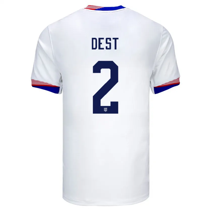 Danxen Men United States Sergino Dest #2 White Home Jersey 24-26 T-Shirt