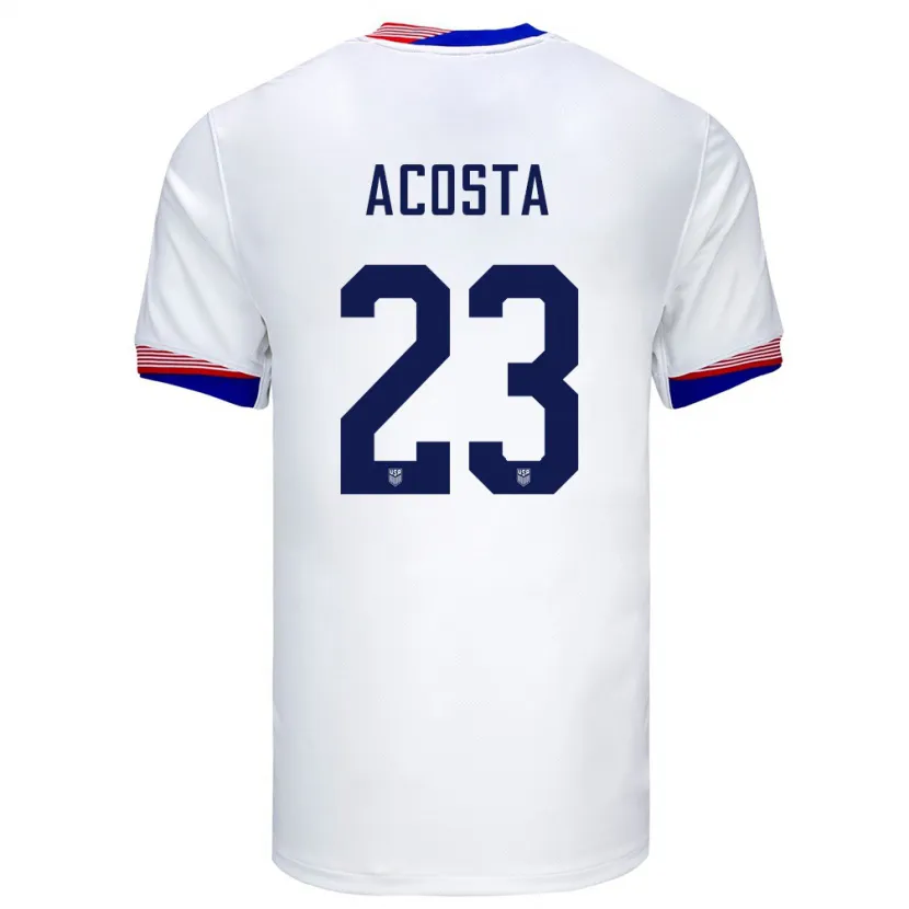 Danxen Men United States Kellyn Acosta #23 White Home Jersey 24-26 T-Shirt