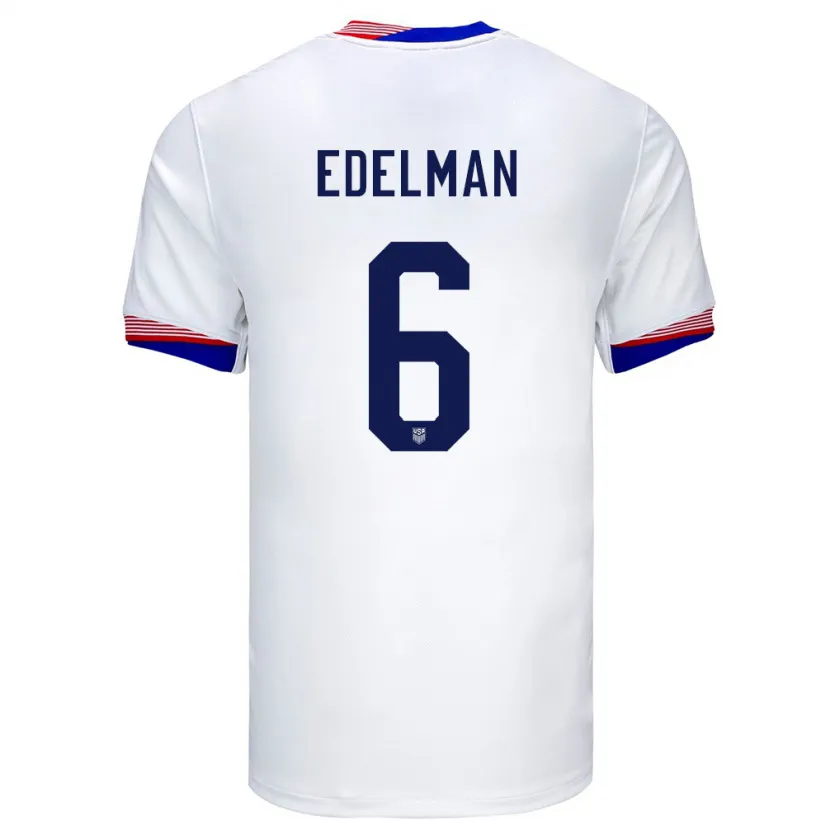 Danxen Men United States Daniel Edelman #6 White Home Jersey 24-26 T-Shirt