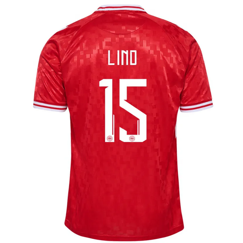 Danxen Men Denmark Victor Lind #15 Red Home Jersey 24-26 T-Shirt