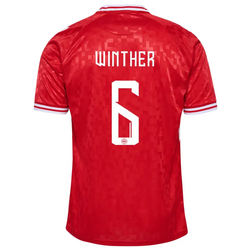 Danxen Men Denmark Casper Winther #6 Red Home Jersey 24-26 T-Shirt