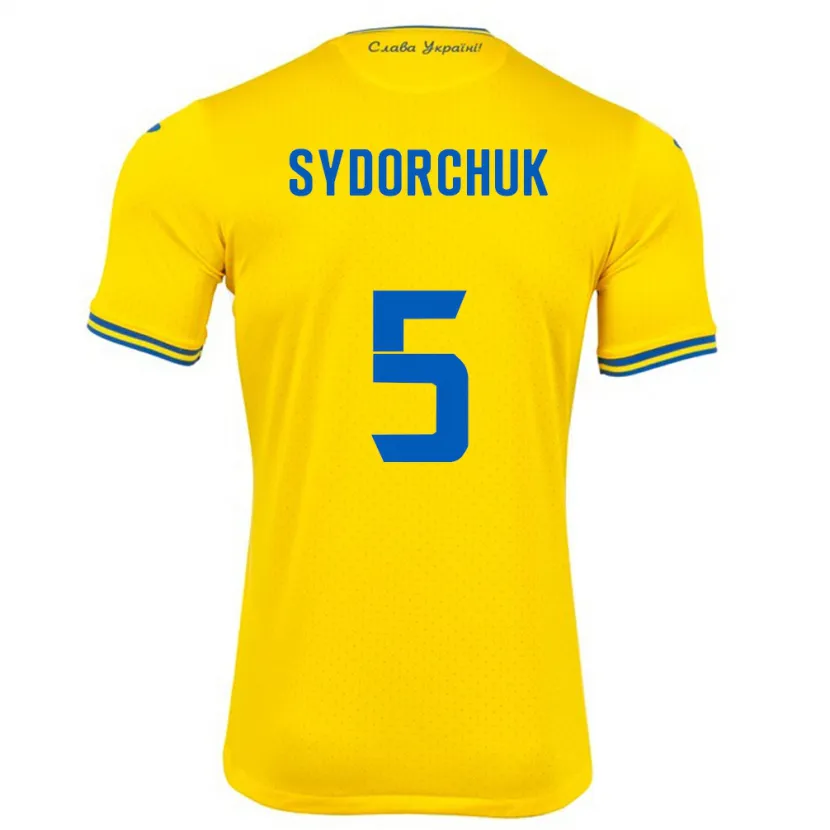 Danxen Men Ukraine Sergiy Sydorchuk #5 Yellow Home Jersey 24-26 T-Shirt