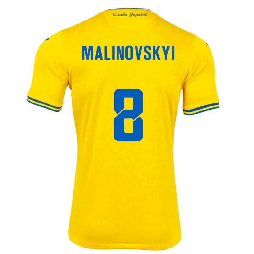 Danxen Men Ukraine Ruslan Malinovskyi #8 Yellow Home Jersey 24-26 T-Shirt