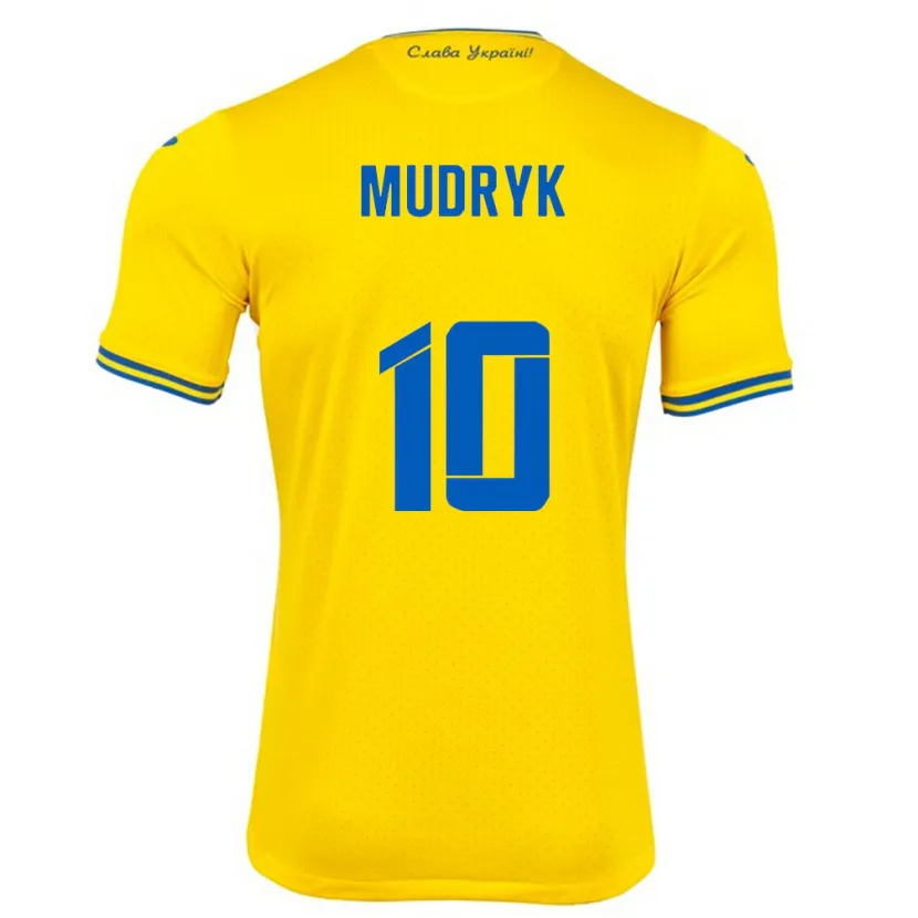 Danxen Men Ukraine Mykhaylo Mudryk #10 Yellow Home Jersey 24-26 T-Shirt