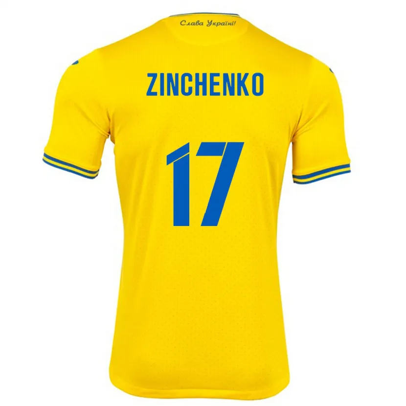 Danxen Men Ukraine Oleksandr Zinchenko #17 Yellow Home Jersey 24-26 T-Shirt