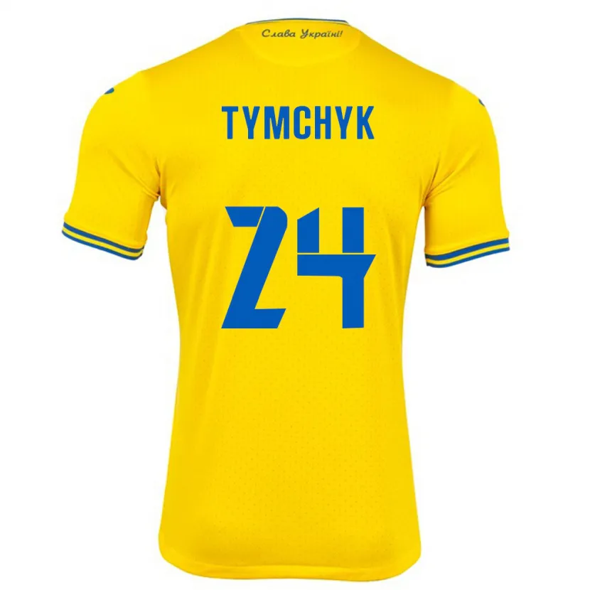 Danxen Men Ukraine Oleksandr Tymchyk #24 Yellow Home Jersey 24-26 T-Shirt