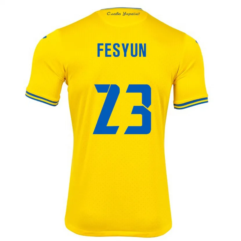 Danxen Men Ukraine Kiril Fesyun #23 Yellow Home Jersey 24-26 T-Shirt