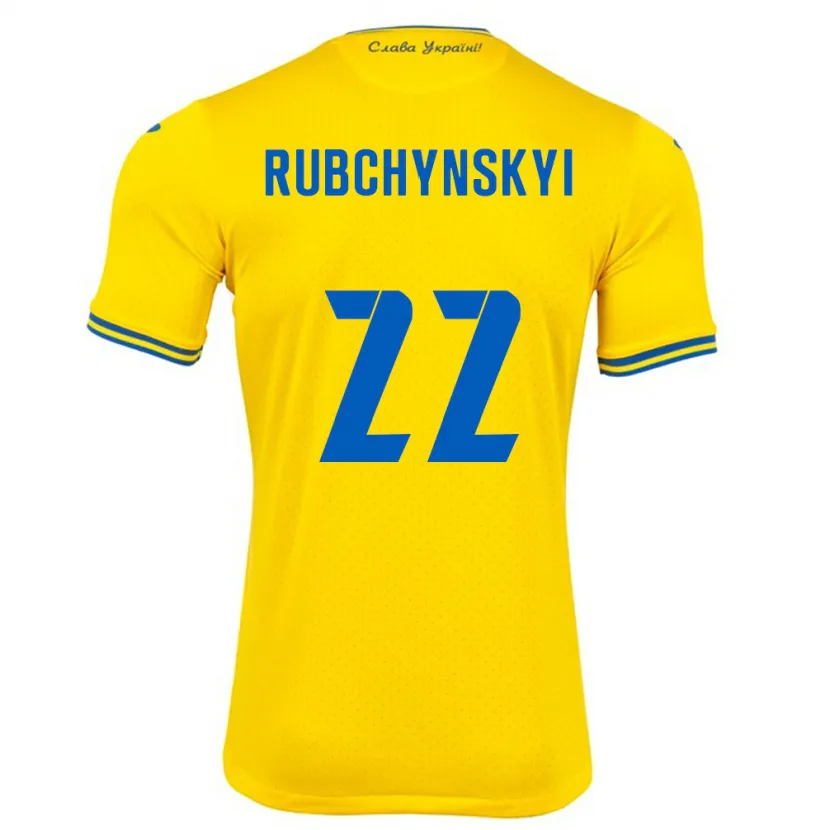 Danxen Men Ukraine Valentyn Rubchynskyi #22 Yellow Home Jersey 24-26 T-Shirt