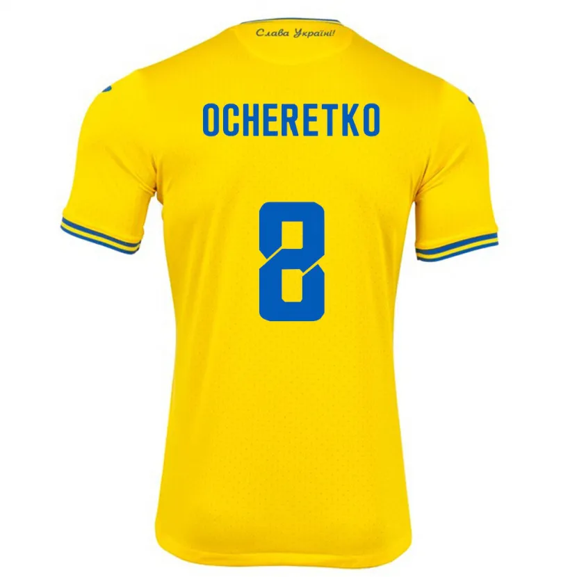 Danxen Men Ukraine Oleg Ocheretko #8 Yellow Home Jersey 24-26 T-Shirt