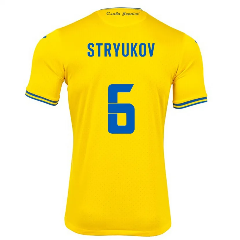 Danxen Men Ukraine Maksym Stryukov #6 Yellow Home Jersey 24-26 T-Shirt