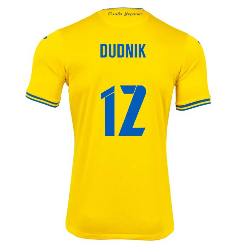 Danxen Men Ukraine Marina Dudnik #12 Yellow Home Jersey 24-26 T-Shirt