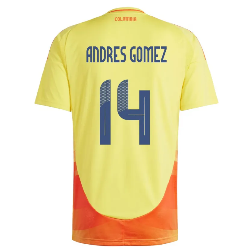 Danxen Men Colombia Carlos Andrés Gómez #14 Yellow Home Jersey 24-26 T-Shirt